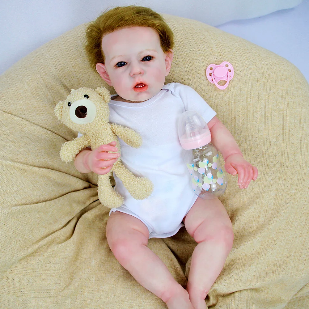 

Liam Reborn Baby 22 Inches 55CM Full Body Toddler Painted Soft Realistic Reborn Dolls Toys with Hair Clothing