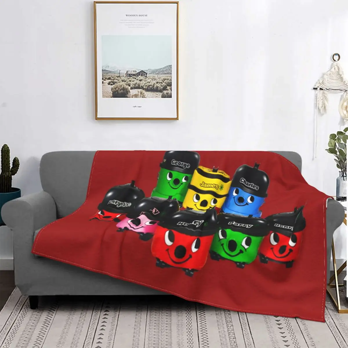 

Henry Hoover And Friends Flannel Throw Blanket cute fun retro anime Blanket for Bedding Office Ultra-Soft Plush Thin Quilt