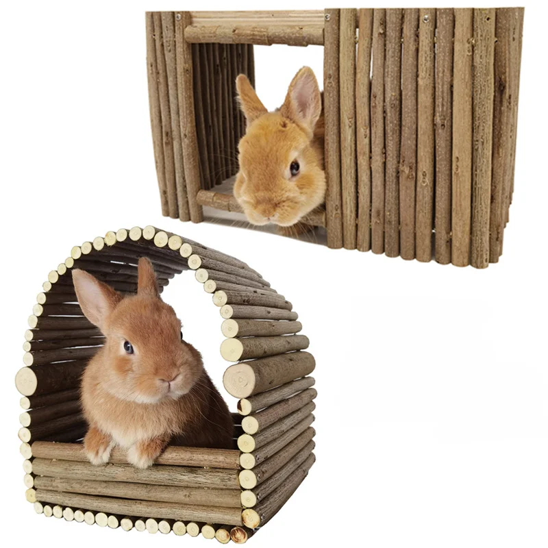

Rabbit Nest Hamster Wooden House Rats Natural Hut Hideout Cage Accessories Play for Dwarf Hamster Mouse Gerbil Small Animal
