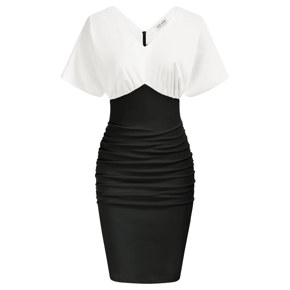 KK Summer Dress For Women Contrast Color Short Batwing Sleeve Slim Fit V-Neck Ruched Bodycon Dress Vestidos Elegantes Para Mujer
KK Summer Dress For Women Contrast Color Short Batwing Sleeve Slim Fit V-Neck Ruched Bodycon Dress Vestidos Elegantes Para Mujer