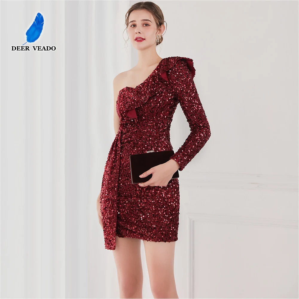 DEERVEADO One Shoulder Wine Red Sequin Party Bodycon Dress Women Sexy Short Prom Dresses 2022 New Evening
DEERVEADO One Shoulder Wine Red Sequin Party Bodycon Dress Women Sexy Short Prom Dresses 2022 New Evening