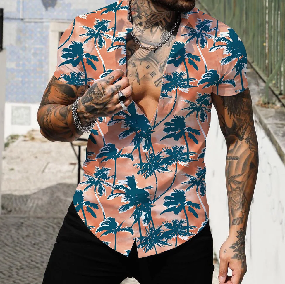 

Men's Shirt Fashion Hawaiian Print Floral Normal Collar Turndown Street Casual Button-Down Short Sleeve Regular Fit Casual Tops