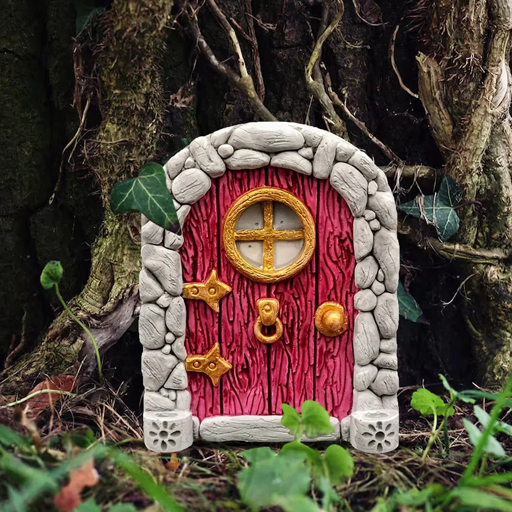

Gnome Elf Miniature Figurines Door Outdoor Fairy Doors Garden Statue Accessories Art Sculpture Tree House Door Home Ornaments