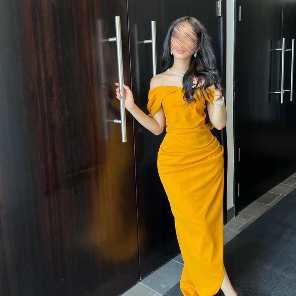 Fashion Orange Off the Shoulder Sheath Chiffon Formal Occasion Prom Dresses Fold Ankle-Length Women Evening Party Dress
Fashion Orange Off the Shoulder Sheath Chiffon Formal Occasion Prom Dresses Fold Ankle-Length Women Evening Party Dress