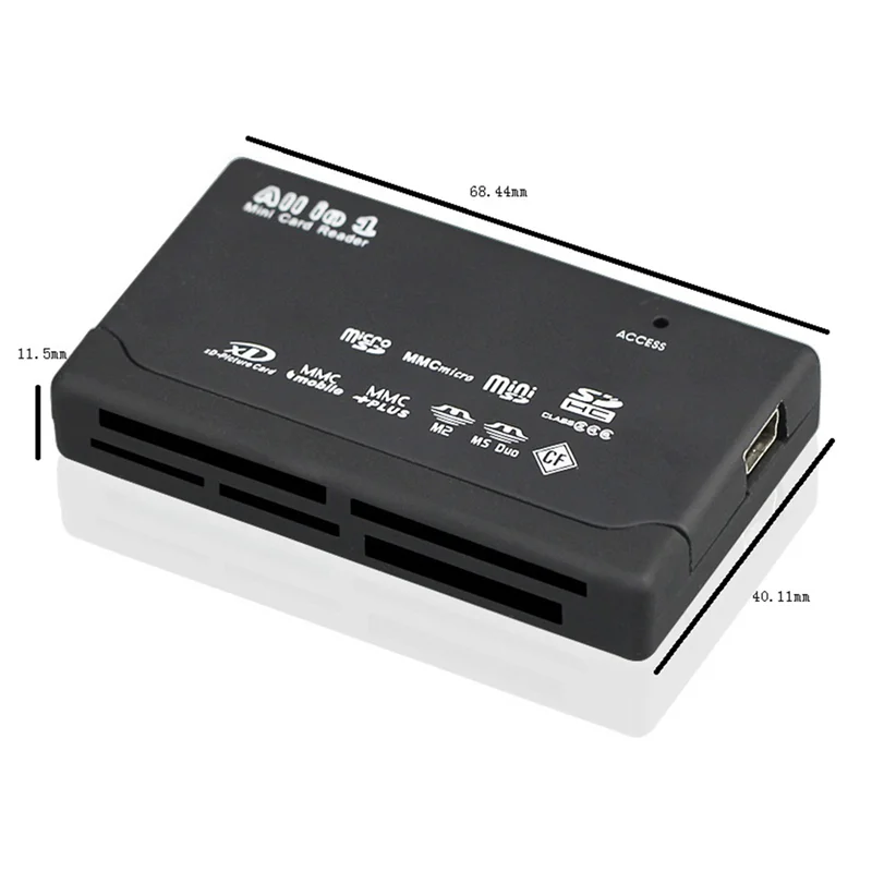 

Устройство для чтения карт памяти USB2.0, устройство для чтения карт TF, CF, SD, Mini SD, MS, XD, черное, быстрая передача данных