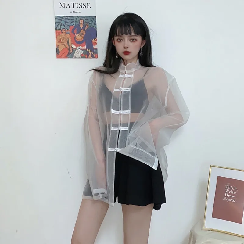 Chinese Style Blouse Harajuku Hanfu Women Clothing China Tops Tang Suit Vintage Net Yarn Transparent Blusas Mujer Streetwear New
Chinese Style Blouse Harajuku Hanfu Women Clothing China Tops Tang Suit Vintage Net Yarn Transparent Blusas Mujer Streetwear New