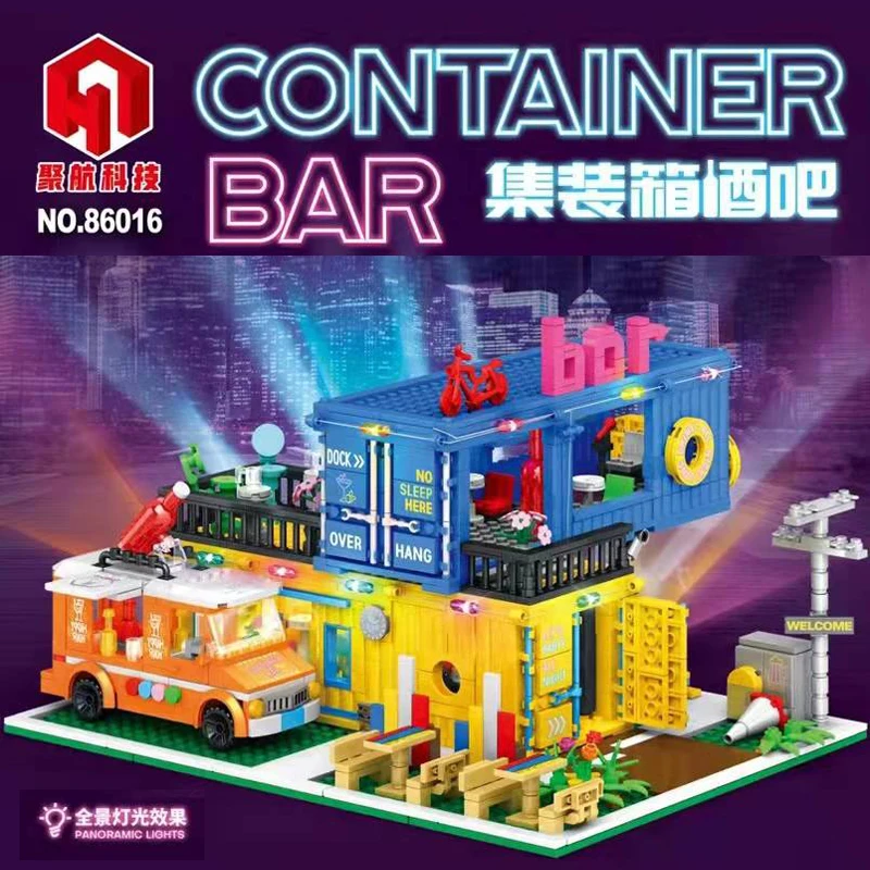 MOC Street View бар контейнер Shop со светодиодсветильник кой, модульный 2021 Moc, 1489 шт., строительные блоки для дома, кирпичи, игрушки для детей, подарок 
MOC Street View бар контейнер Shop со светодиодсветильник кой, модульный 2021 Moc, 1489 шт., строительные блоки для дома, кирпичи, игрушки для детей, подарок