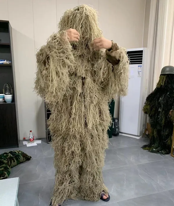 

Desert Camouflage Straw Ghillie Suit Outdoor Carpet Yowie Sniper Tactical Clothes Camo Suit for Hunting Men Hunting Clothes