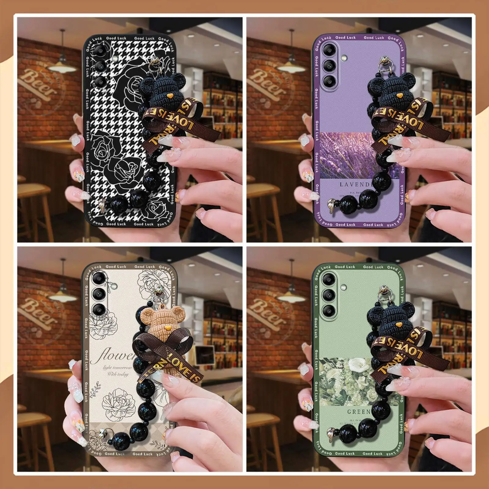 Задняя крышка с медведем браслет чехол для телефона Samsung Galaxy A05S/SM-A057F мультяшный