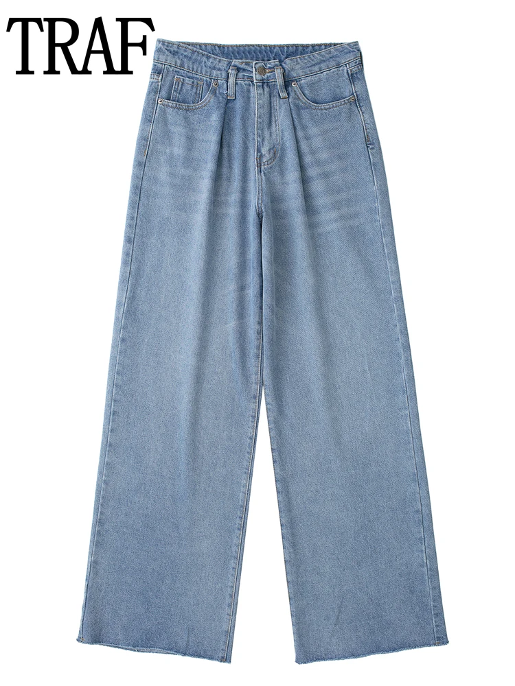 TRAF Denim Pants Woman 2022 Korean Fashion High Waist Jeans Wide Leg Baggy Pant Jeans Women Casual Blue Stacked Denim Trousers
TRAF Denim Pants Woman 2022 Korean Fashion High Waist Jeans Wide Leg Baggy Pant Jeans Women Casual Blue Stacked Denim Trousers