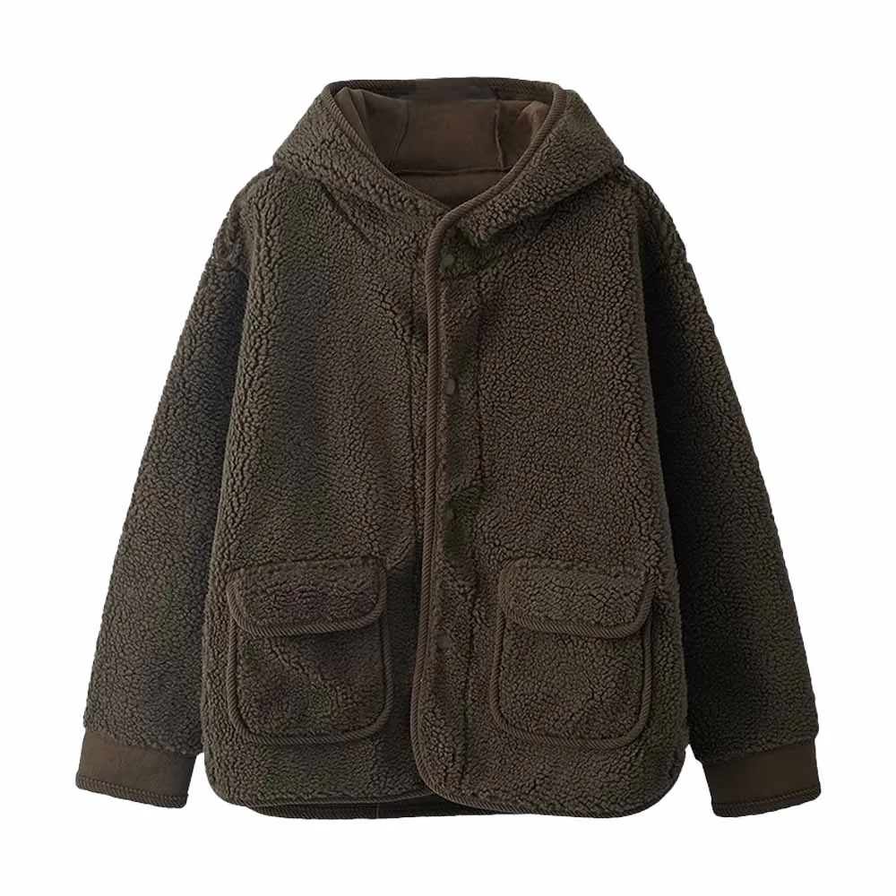 TRAF WOMEN 2022 New Fall/Winter Fashion Hooded Lamb Wool Jacket Pocket Decorated Casual Retro Long Sleeve Female Chic Coats
TRAF WOMEN 2022 New Fall/Winter Fashion Hooded Lamb Wool Jacket Pocket Decorated Casual Retro Long Sleeve Female Chic Coats
