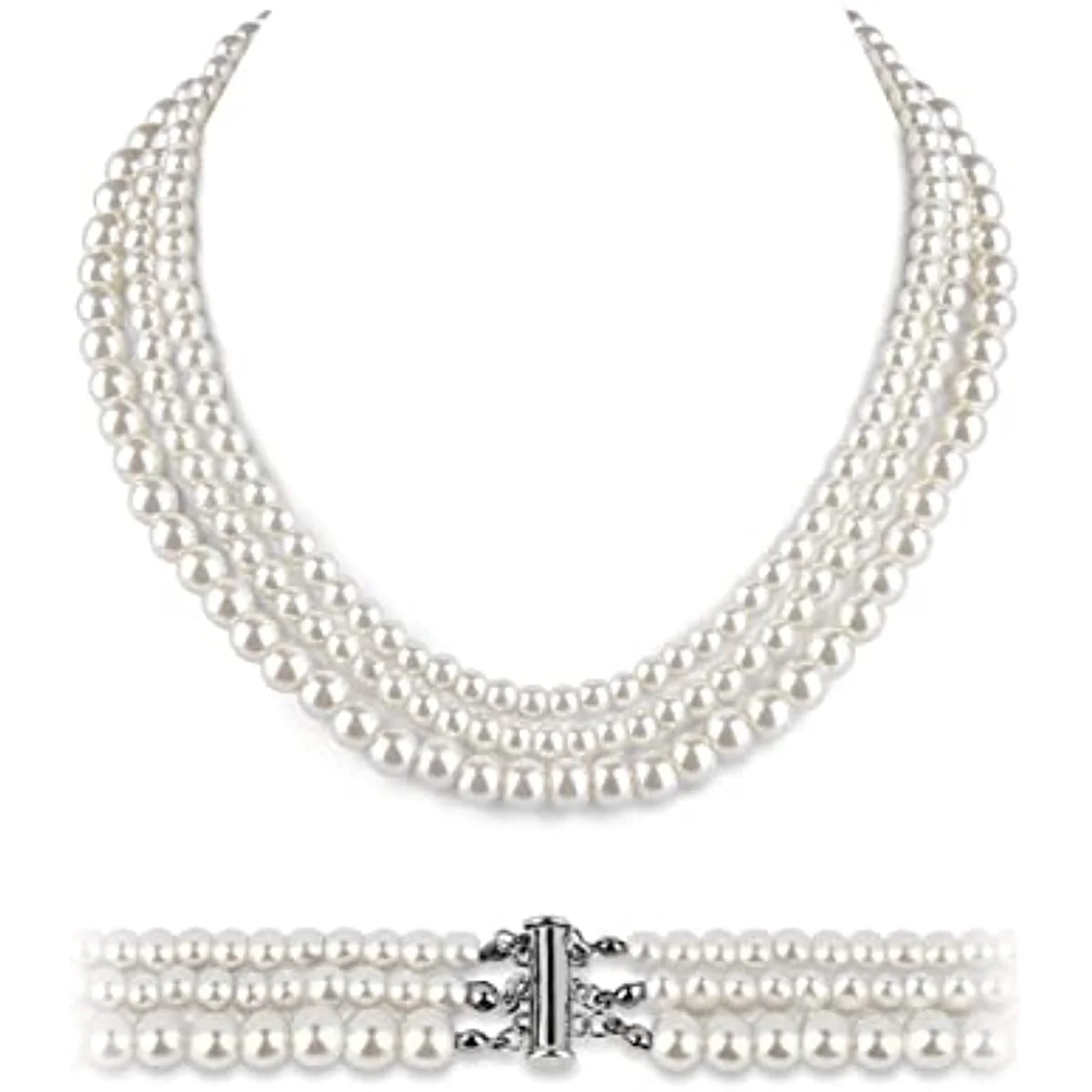 Gradual Layered Pearl Necklace White Pearl Chain Choker Necklace Women's Fashion Jewelry Elegant Fashion Beautiful Wedding
Gradual Layered Pearl Necklace White Pearl Chain Choker Necklace Women's Fashion Jewelry Elegant Fashion Beautiful Wedding