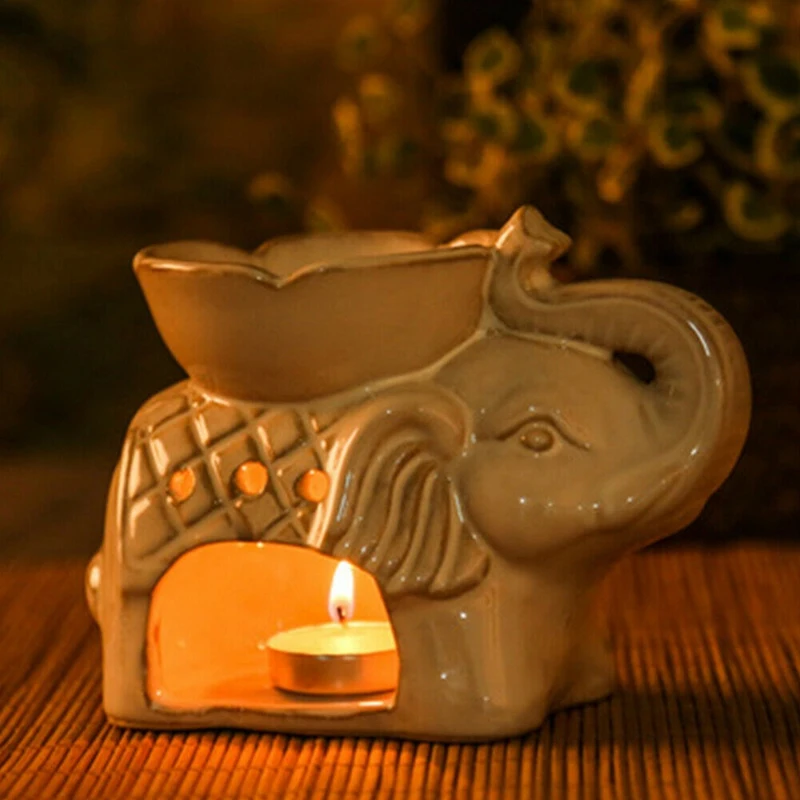 

Elephant Shape Oil Burner Ceramic Warmer Wax Diffuser Candle Holder Buddha Elephant Hand Melt