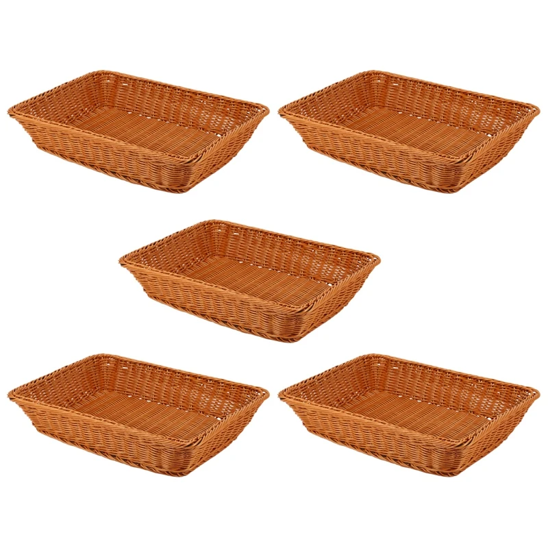 5X Bread Basket,Rectangle Imitation Rattan Bread Basket,Food Serving Baskets,Restaurant Serving/Display Baskets -Coffee
5X Bread Basket,Rectangle Imitation Rattan Bread Basket,Food Serving Baskets,Restaurant Serving/Display Baskets -Coffee