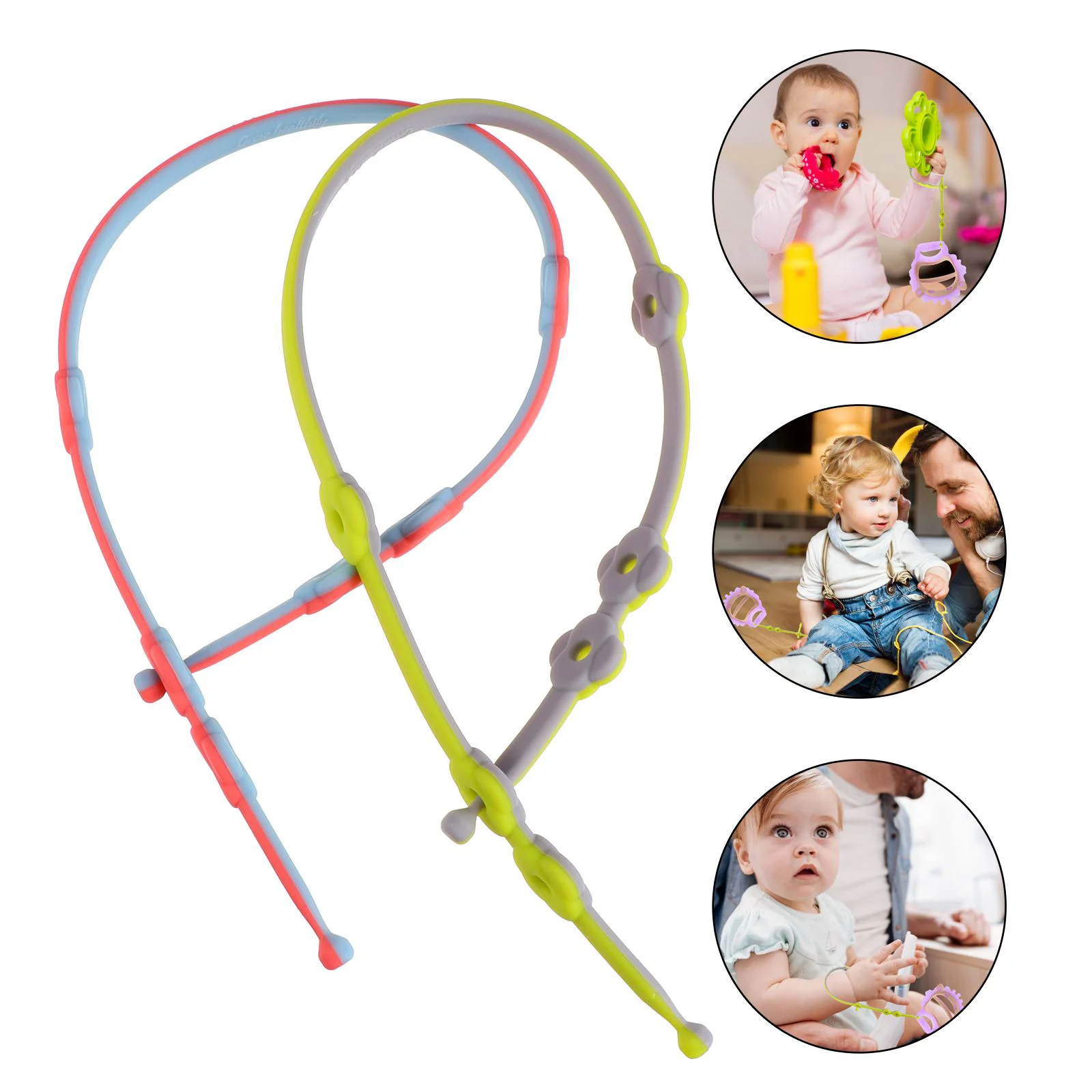 

2 Pcs Anti-drop Rope Silicone Pacifier Cord Soother Strap Baby Appease Straps Bag Hanging Leash Silica Gel Beaded Lanyard