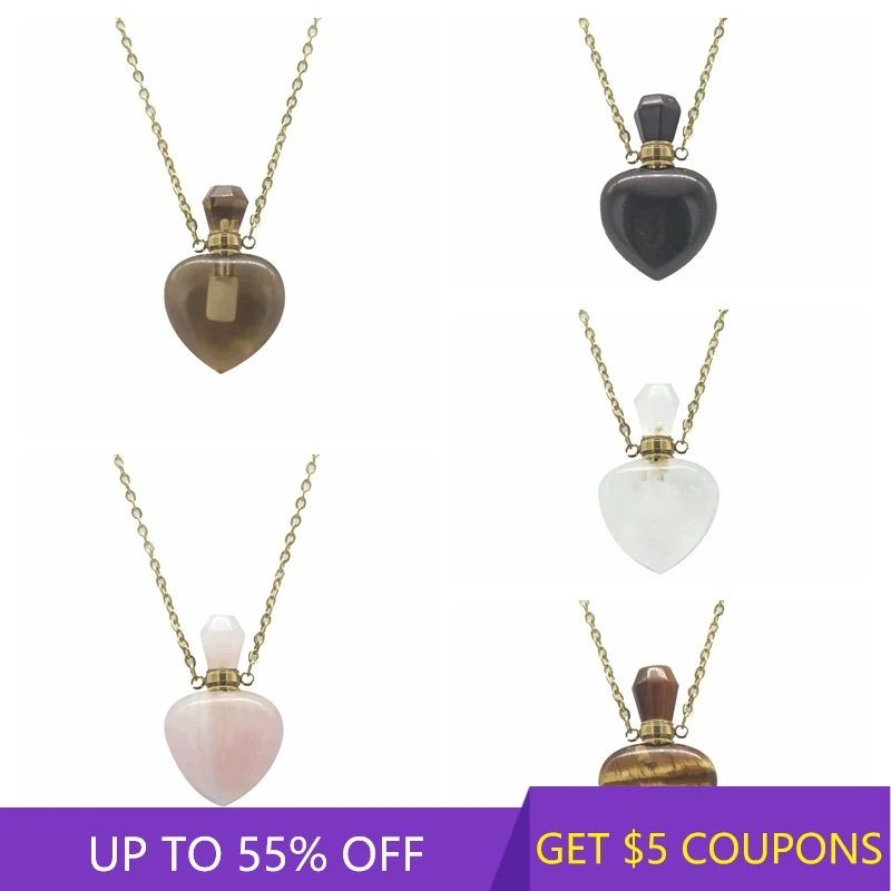 Natural Love Heart Shape Crystal Perfume Bottle Pendant Clear Rose Quartz Stone Necklace Pendulum Healing Essential Oil Diffuser
Natural Love Heart Shape Crystal Perfume Bottle Pendant Clear Rose Quartz Stone Necklace Pendulum Healing Essential Oil Diffuser