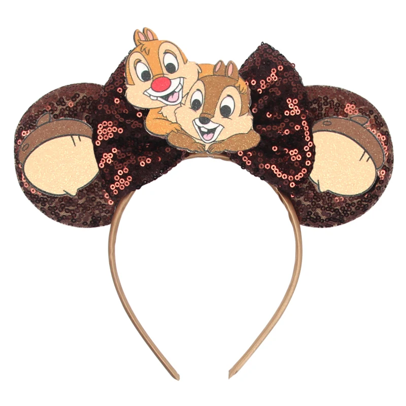 

Brown Sequins Mouse Ears Headband Glitter 5" Bow Hairband Girls Brithday Party Festival Gift DIY Hair Accessories