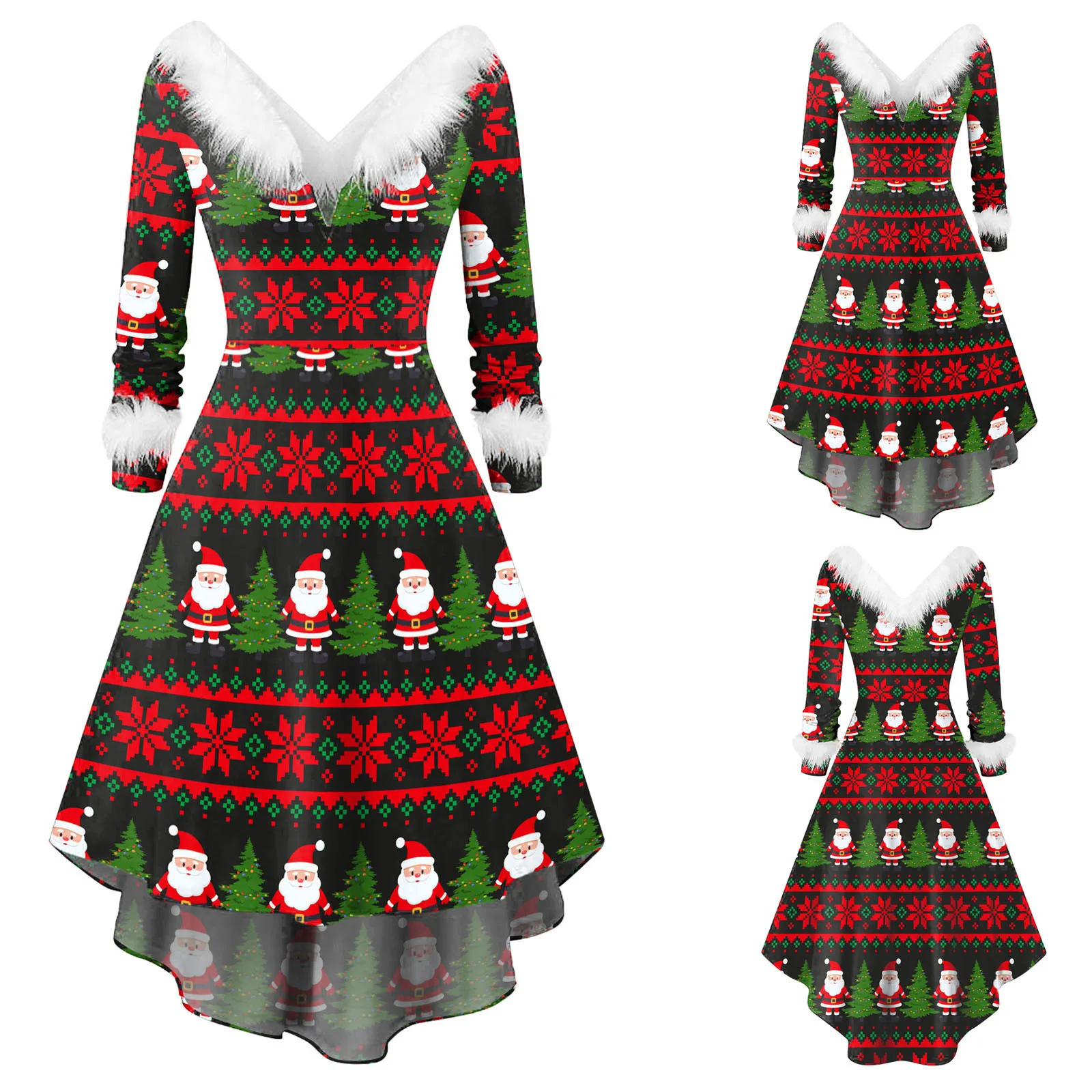 Женское асимметричное платье с длинным рукавом и V-образным вырезом
Женское асимметричное платье с длинным рукавом и V-образным вырезом