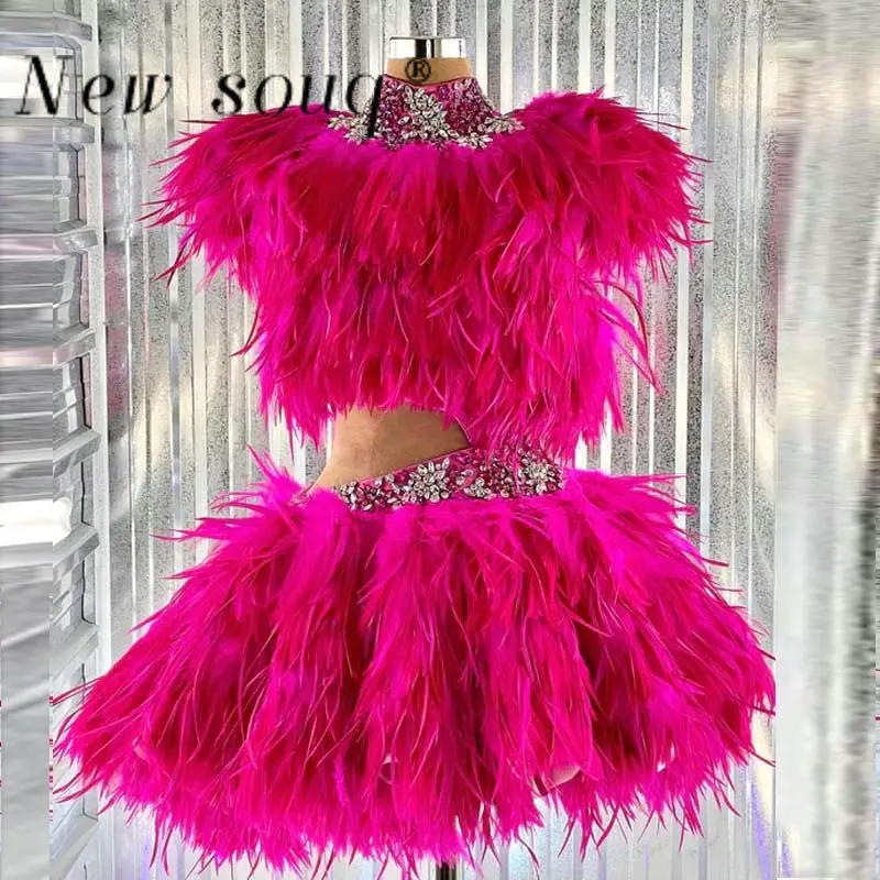 Fashion Feathers Fuchsia Crytsals Short Cocktail Party Dresses 2023 Sexy Cut Out High Neck Mini Night Clubbing Prom Gowns
Fashion Feathers Fuchsia Crytsals Short Cocktail Party Dresses 2023 Sexy Cut Out High Neck Mini Night Clubbing Prom Gowns