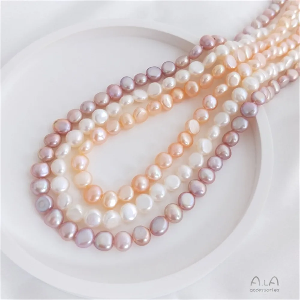 

Natural freshwater pearl high quality double light straight hole Baroque loose bead DIY bracelet necklace earpiece material