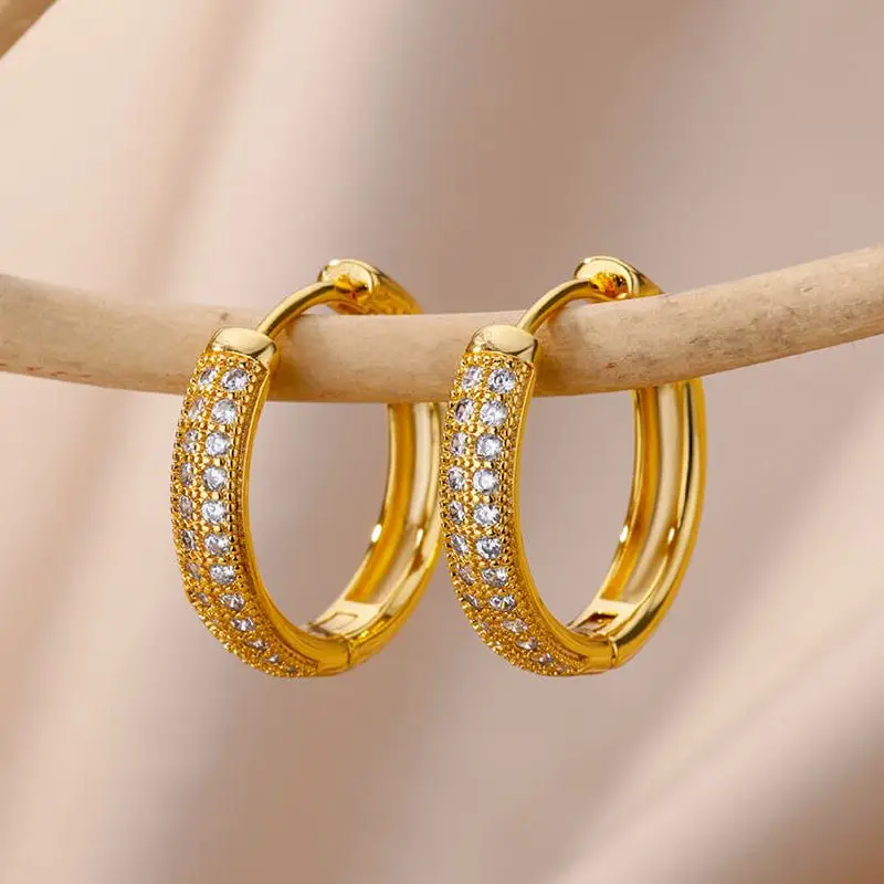 Luxury Zircon Round Earrings for Women Girls Cubic Zirconia Stainless Steel Hoop Ciercing Earring 2023 Trend Aesthetic Jewelry
Luxury Zircon Round Earrings for Women Girls Cubic Zirconia Stainless Steel Hoop Ciercing Earring 2023 Trend Aesthetic Jewelry