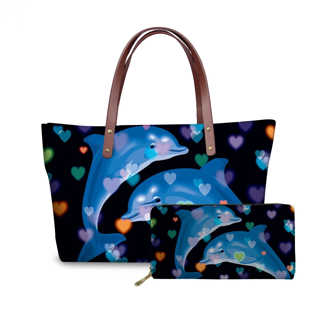 HOMDOW 2021 Hot Selling Ladies Shoulder Bag With Wallet Cute Dolphins and Love Pattern Tote Handbag Large Capacity Bolsa
HOMDOW 2021 Hot Selling Ladies Shoulder Bag With Wallet Cute Dolphins and Love Pattern Tote Handbag Large Capacity Bolsa