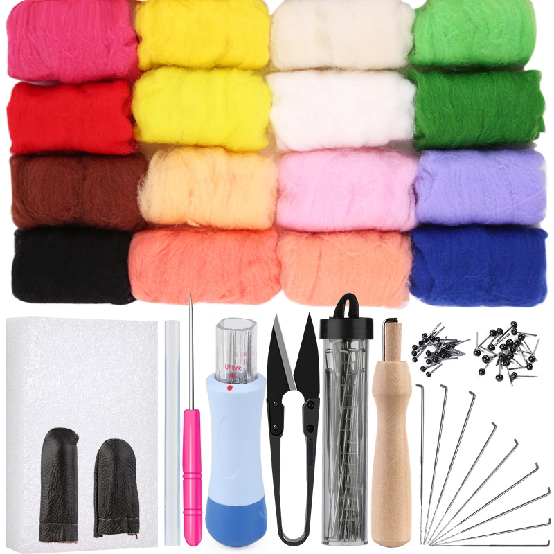 Fenrry Needle Felting Kit Poke Needle Materials 16 Color Wool Roving Set with Wool Felting Tools for DIY Needle Felting Beginner
Fenrry Needle Felting Kit Poke Needle Materials 16 Color Wool Roving Set with Wool Felting Tools for DIY Needle Felting Beginner