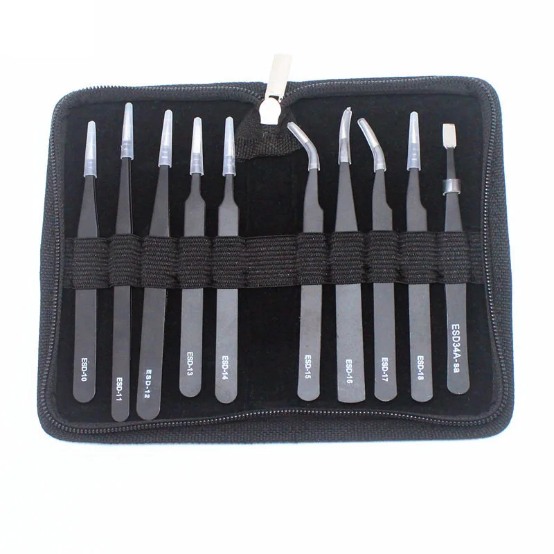 New Arrival Tweezers 12 Pieces ESD Tweezers Tools Kit Anti-static Non-magnetic Stainless Steel Multi-standard with Storage Bag
New Arrival Tweezers 12 Pieces ESD Tweezers Tools Kit Anti-static Non-magnetic Stainless Steel Multi-standard with Storage Bag