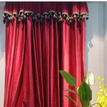 European Luxury Wine Red Curtains for Living Dining Room Bedroom Silk Velvet Curtain American Curtains Wedding Room Decoration