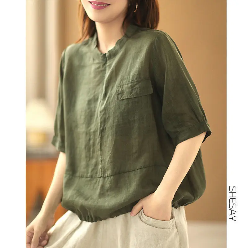 2022 New Arrival Summer Arts Style Women All-matched Short Sleeve V-neck Casual Blouse Patchwork Cotton Linen Casual Shirts P454
2022 New Arrival Summer Arts Style Women All-matched Short Sleeve V-neck Casual Blouse Patchwork Cotton Linen Casual Shirts P454