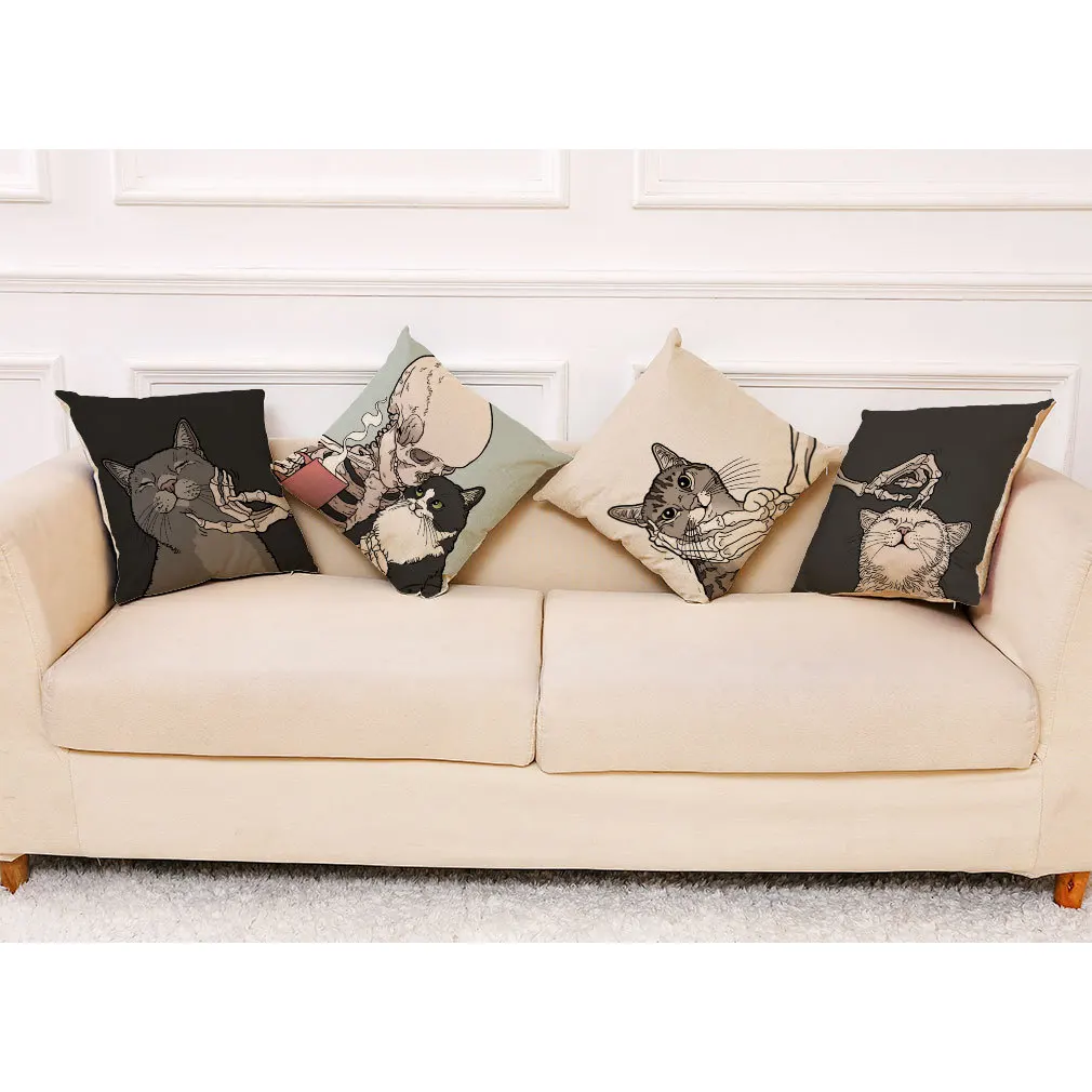 Funny Skeletons and Cats Linen Pillowcase Cute Skull Cat Throw Pillow Case for Girl Room Bed Sofa Boy Kid Gift Room Pillow Cover
Funny Skeletons and Cats Linen Pillowcase Cute Skull Cat Throw Pillow Case for Girl Room Bed Sofa Boy Kid Gift Room Pillow Cover