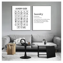 Wall Art Laundry Cheat Sheet Poster Print Minimalist Art Poster Wall Pictures For Bathroom Decor Laundry Guide Canvas Painting