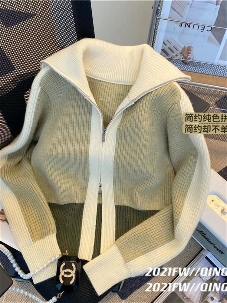Women Cardigan Zipper Color Matching Sweaters Spring Fashion Design Green Cardigans Harajuku Sweater Women Streetwear Clothing
Women Cardigan Zipper Color Matching Sweaters Spring Fashion Design Green Cardigans Harajuku Sweater Women Streetwear Clothing