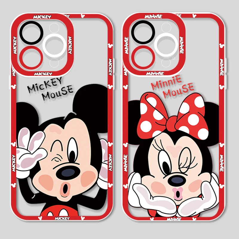 

Mickey Minnie Friend For Apple iPhone 14 13 12 11 X XR XS MAX 8 7 6 Pro Plus Angel Eyes Transparent Soft Phone Case Coque Capa