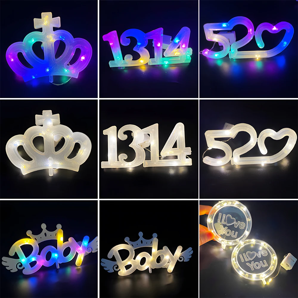50PCS Crown 520 LOVE Baby Letters LED Lights Luminous Number Lamp Decoration Battery Night Light Party Baby Bedroom Decoration 
50PCS Crown 520 LOVE Baby Letters LED Lights Luminous Number Lamp Decoration Battery Night Light Party Baby Bedroom Decoration