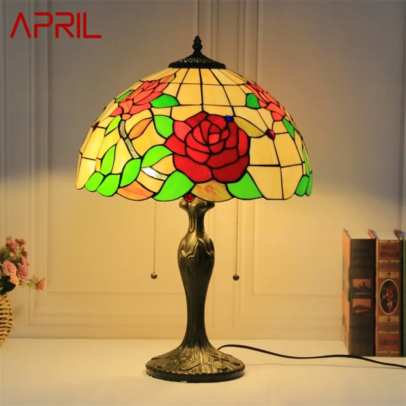 APRIL Tiffany Glass Table Lamp LED Vintage Fashion Simple Rose Desk Light Decor For Home Living Room Bedroom Bedside
APRIL Tiffany Glass Table Lamp LED Vintage Fashion Simple Rose Desk Light Decor For Home Living Room Bedroom Bedside