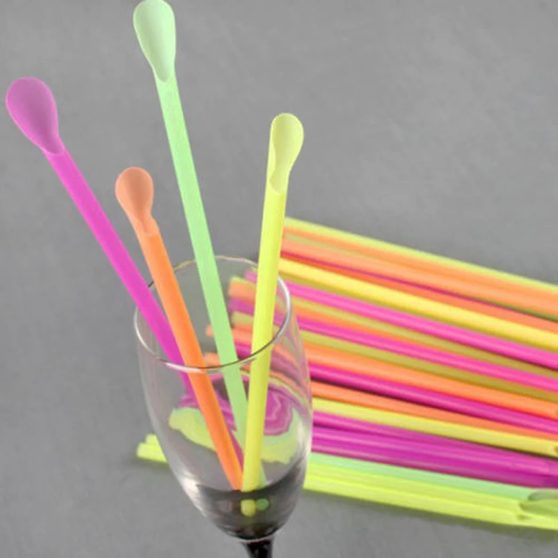 100Pcs Disposable Straw Plastic Party Bar Cocktail Drinking Accessories With Bendable Jumbo Spoon Kitchenware Supplies
100Pcs Disposable Straw Plastic Party Bar Cocktail Drinking Accessories With Bendable Jumbo Spoon Kitchenware Supplies