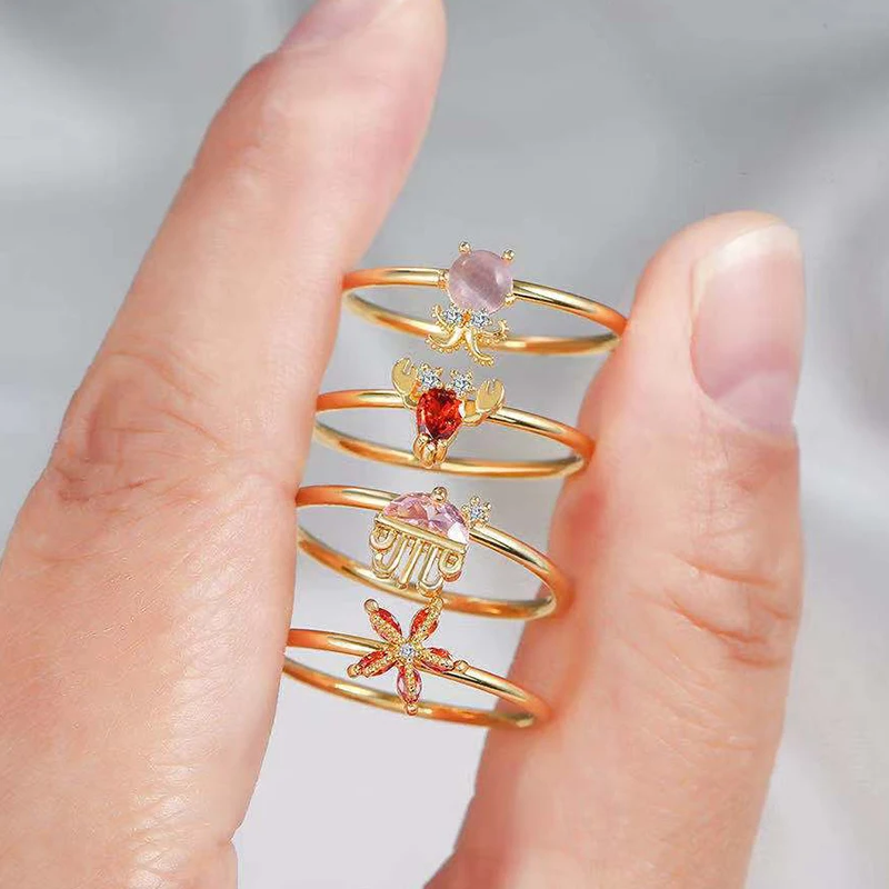 New Fashion Micro-inlaid Crystal Zircon Rings Sweet Dolphin Starfish Animal Ring for Women Finger Bague Bohemian Beach Jewelry
New Fashion Micro-inlaid Crystal Zircon Rings Sweet Dolphin Starfish Animal Ring for Women Finger Bague Bohemian Beach Jewelry