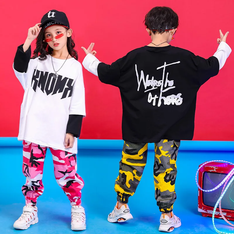 Детская одежда в стиле K-POP, Свитшот в стиле хип-хоп, 2 оттенка, камуфляжный Топ, тактические брюки-карго для девочек и мальчиков, костюм для джазовых танцев, одежда 
Детская одежда в стиле K-POP, Свитшот в стиле хип-хоп, 2 оттенка, камуфляжный Топ, тактические брюки-карго для девочек и мальчиков, костюм для джазовых танцев, одежда