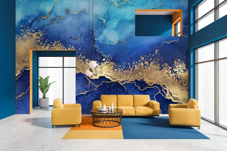 Abstract wallpaper, blue and gold marble, Wall Mural, Removable Wallpaper, Self Adhesive, Peel and Stick, Wall Decor
Abstract wallpaper, blue and gold marble, Wall Mural, Removable Wallpaper, Self Adhesive, Peel and Stick, Wall Decor