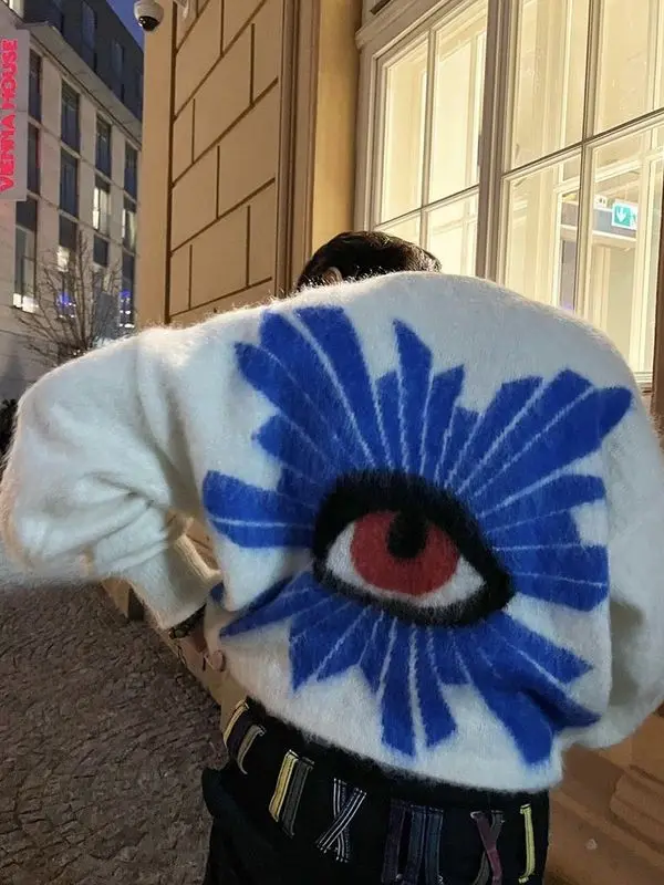 Sweater Unisex Retro Knitted American Sweater Harajuku Style Eye Pattern Couple Pullover Top Casual Autumn Sweater 2023 Hot Sale
Sweater Unisex Retro Knitted American Sweater Harajuku Style Eye Pattern Couple Pullover Top Casual Autumn Sweater 2023 Hot Sale