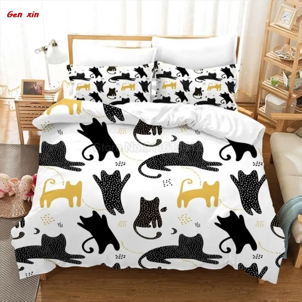 Cartoon Cat Bedding Set for Bedroom Decor Cute Animal Print Polyester 140x200cm Duvet Cover Set with 2Pcs Pillowcases Girl Gifts
Cartoon Cat Bedding Set for Bedroom Decor Cute Animal Print Polyester 140x200cm Duvet Cover Set with 2Pcs Pillowcases Girl Gifts