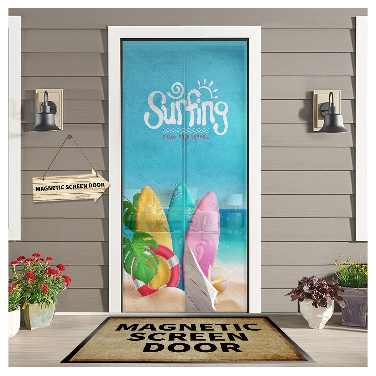 Summer Beach Starfish Surfboard Anti Mosquito Gauze Door Curtain Magnetic Door Screen for Bedroom Summer Door Window Screens
Summer Beach Starfish Surfboard Anti Mosquito Gauze Door Curtain Magnetic Door Screen for Bedroom Summer Door Window Screens
