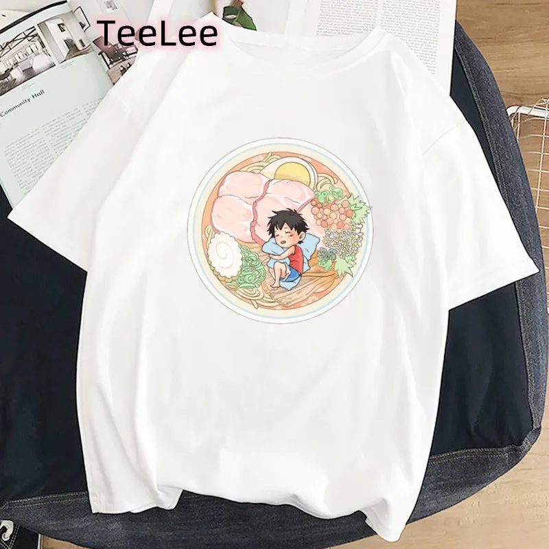 Футболка женская с принтом Луффи и рамен, Повседневная Базовая рубашка с коротким рукавом, в японском стиле, с рисунком аниме
Футболка женская с принтом Луффи и рамен, Повседневная Базовая рубашка с коротким рукавом, в японском стиле, с рисунком аниме