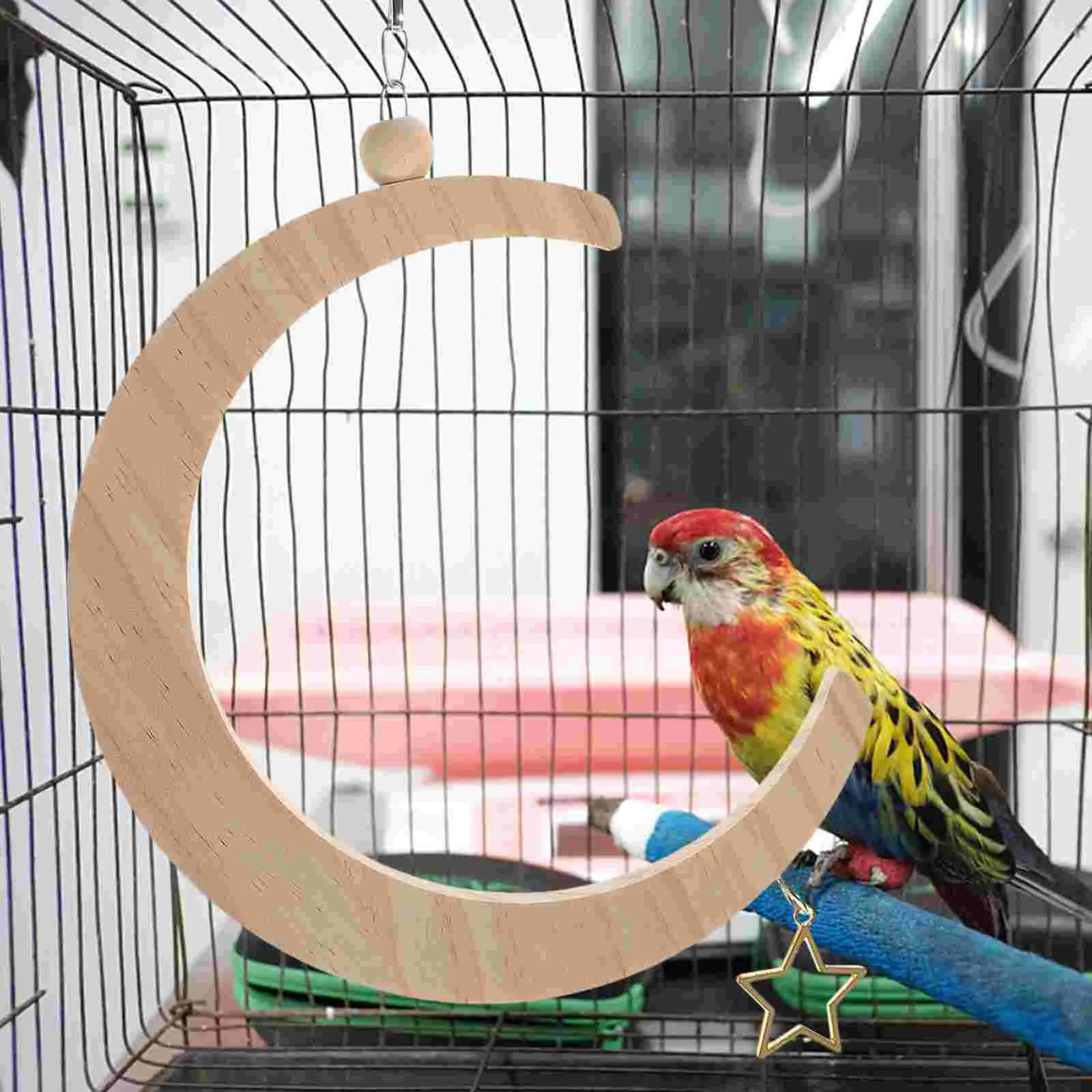Moon Shape Bird Swing Toy Wear-resistant Parrot Toy Wooden Bird Swing Decor Parrot Supply
Moon Shape Bird Swing Toy Wear-resistant Parrot Toy Wooden Bird Swing Decor Parrot Supply