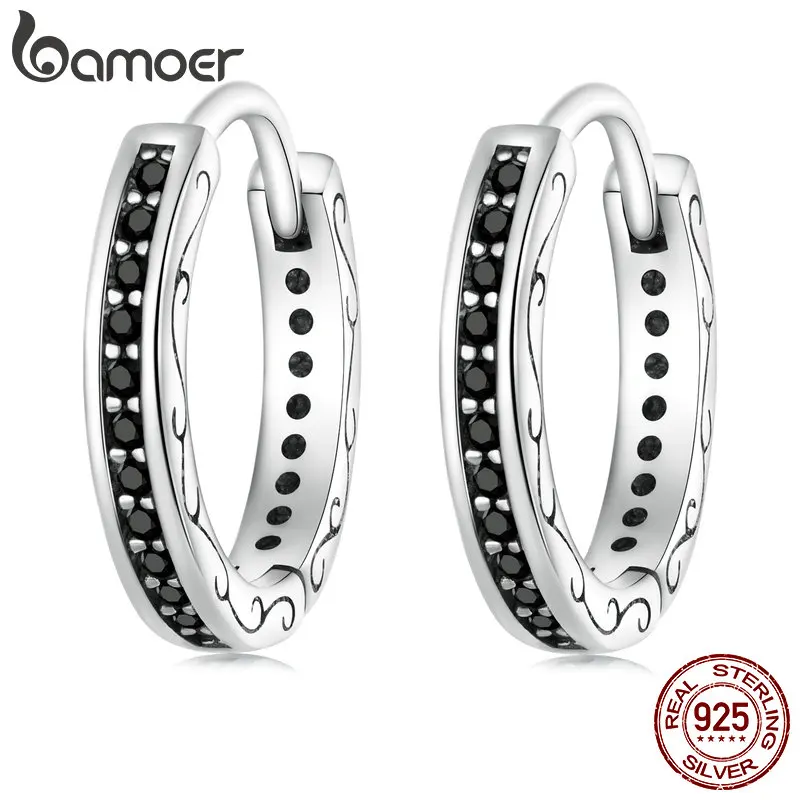 Женские серьги-клипсы Bamoer из стерлингового серебра 925 пробы с черным цирконием, серьги в европейском стиле, подарок SCE1522 
Женские серьги-клипсы Bamoer из стерлингового серебра 925 пробы с черным цирконием, серьги в европейском стиле, подарок SCE1522
