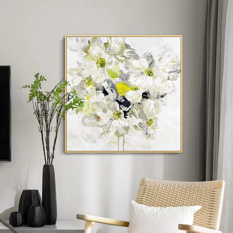 Hand-painted Abstract Oil Painting Entrance Restaurant Decoration Painting Flower White Flower Hanging Painting Canvas Frameless
Hand-painted Abstract Oil Painting Entrance Restaurant Decoration Painting Flower White Flower Hanging Painting Canvas Frameless