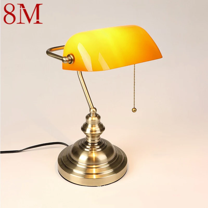 8M European Style Table Lamp Simple Design LED Yellow Glass Desk Light Retro Pull Switch for Home Study Office Bedroom
8M European Style Table Lamp Simple Design LED Yellow Glass Desk Light Retro Pull Switch for Home Study Office Bedroom