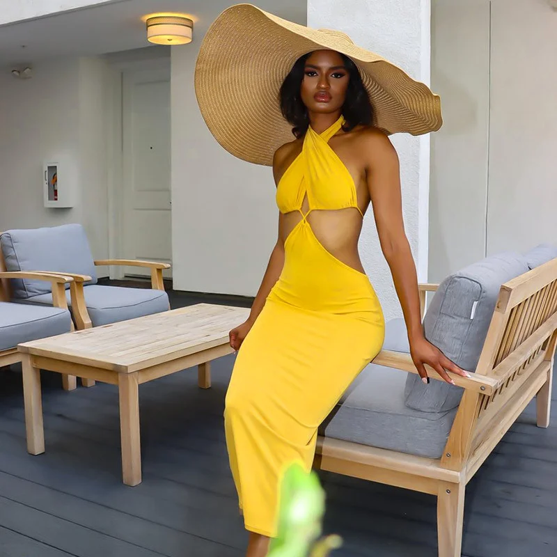 Sylph Cross Hollow Out Sleeveless Halter Midi Dress 2022 Ruched Backless Bodycon Sexy Dresses Women Fashion Elegant Birthday
Sylph Cross Hollow Out Sleeveless Halter Midi Dress 2022 Ruched Backless Bodycon Sexy Dresses Women Fashion Elegant Birthday