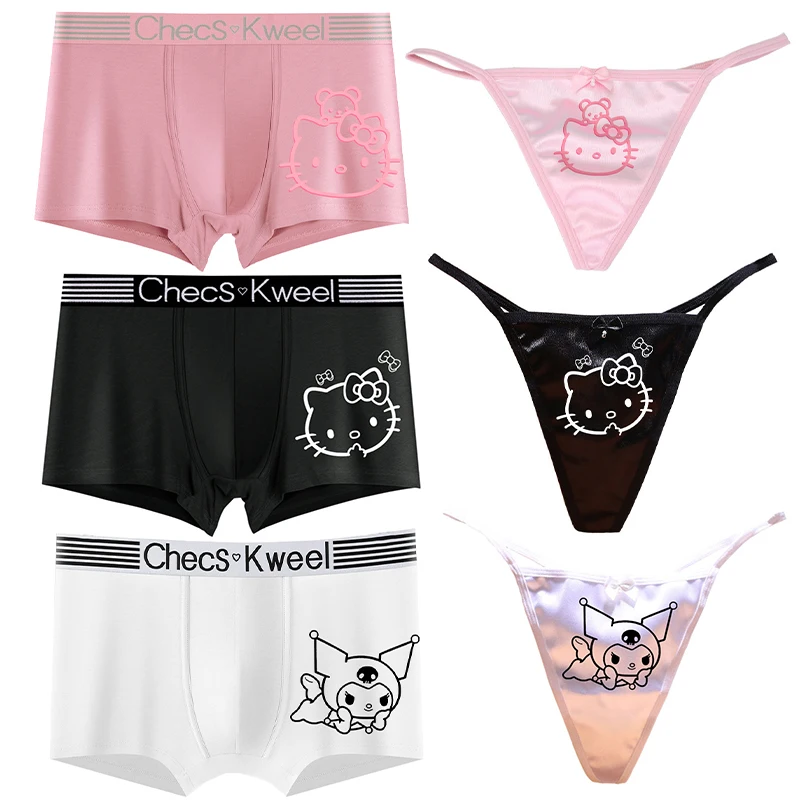 

Anime Couple Underwear Hello Kitty Cute Thong Sexy Seamless Pearl Bow Low Waisted Pure Cotton Crotch Pants for Women Accessories